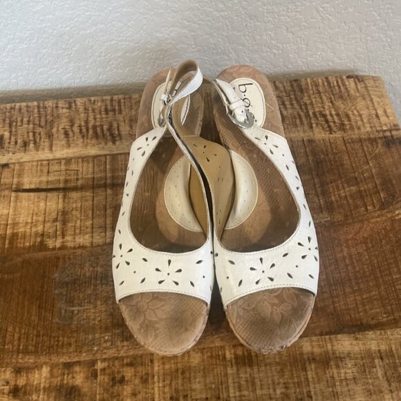 Born B.O.C ANDAYA White Leather Slingback Wedges Sandals C68001 Women 10/42M - Picture 6 of 11